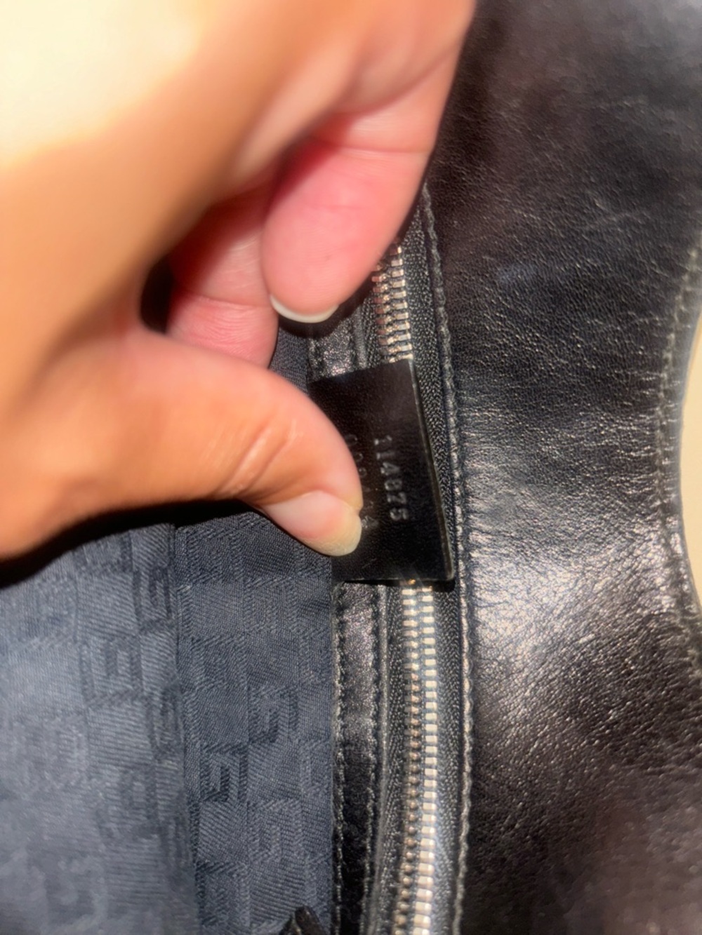 Authentic GUCCI Interlocking G Canvas Leather Handbag Black 114873 Vintage - Picture 5 of 5